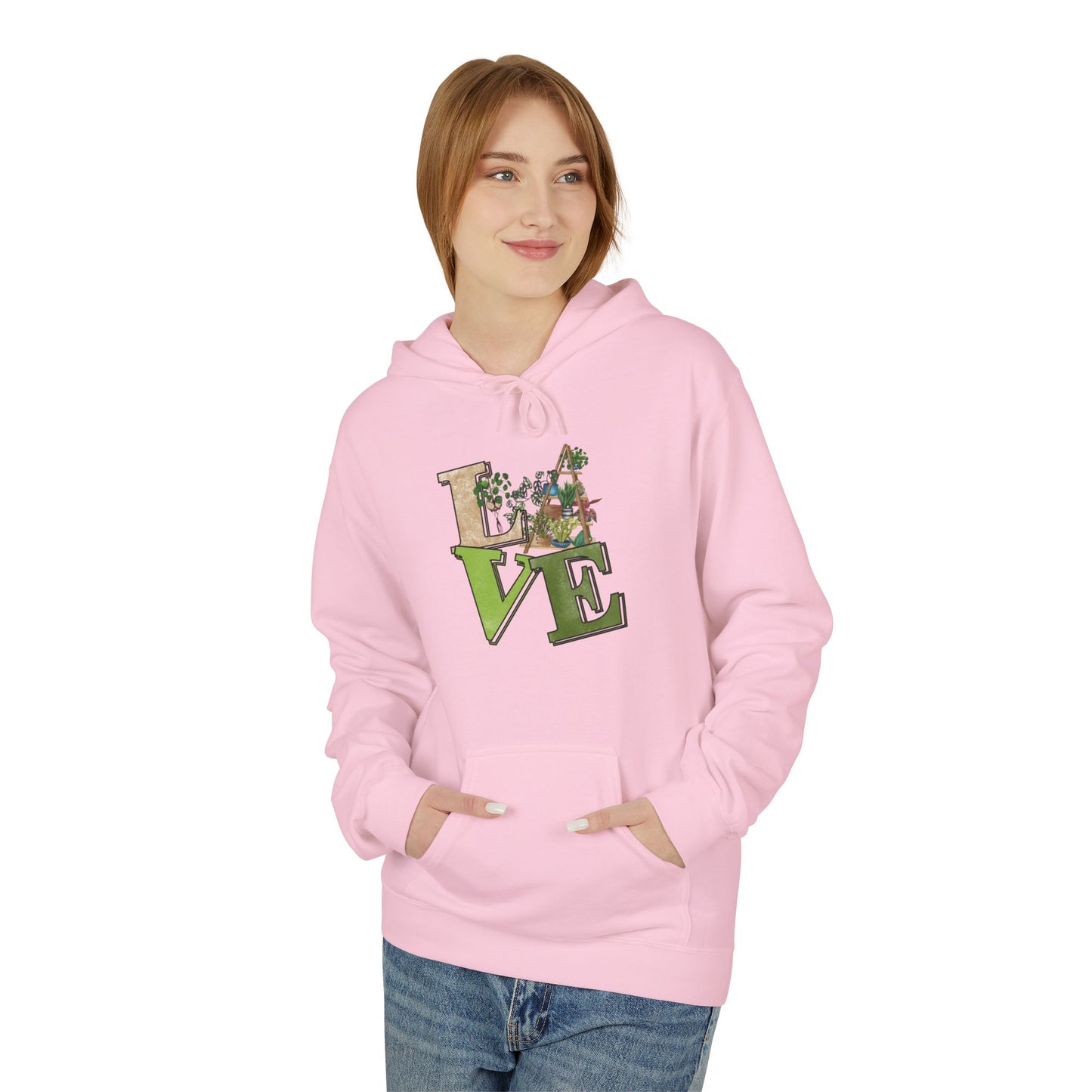 Love-Themed Fleece Hoodie, Cozy Gift for Couples, Valentine's Day Apparel, Cute Love Hoodie, Everyday Comfort Wear