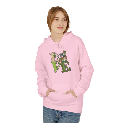 Love-Themed Fleece Hoodie, Cozy Gift for Couples, Valentine's Day Apparel, Cute Love Hoodie, Everyday Comfort Wear