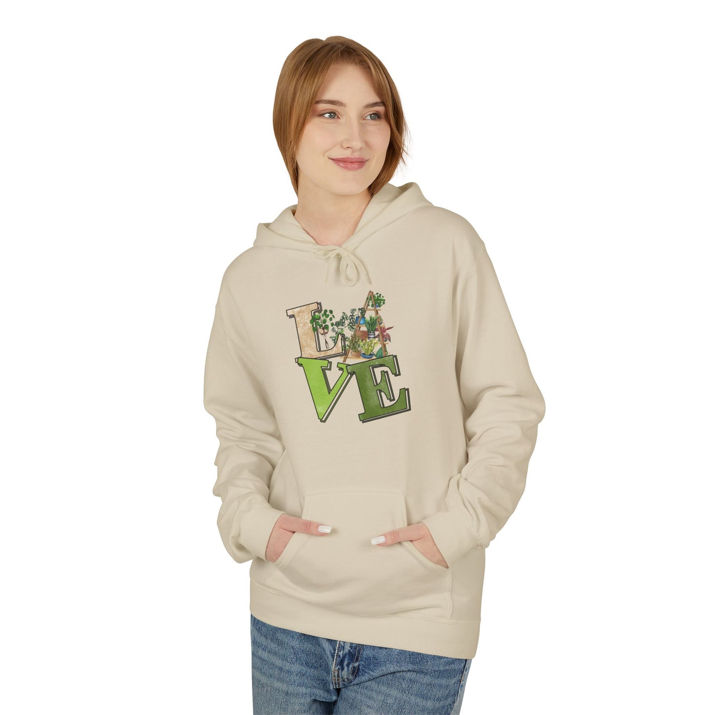 Love-Themed Fleece Hoodie, Cozy Gift for Couples, Valentine's Day Apparel, Cute Love Hoodie, Everyday Comfort Wear