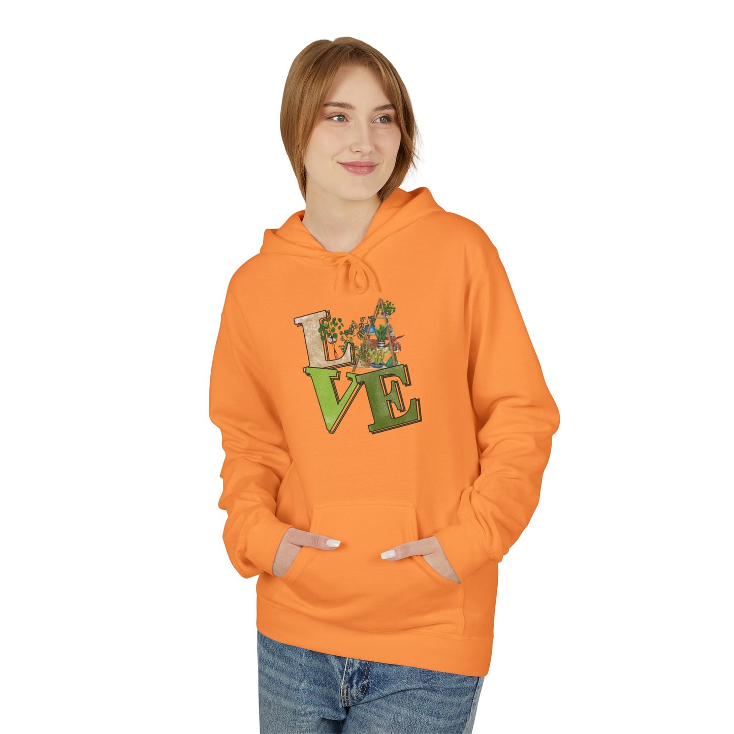 Love-Themed Fleece Hoodie, Cozy Gift for Couples, Valentine's Day Apparel, Cute Love Hoodie, Everyday Comfort Wear