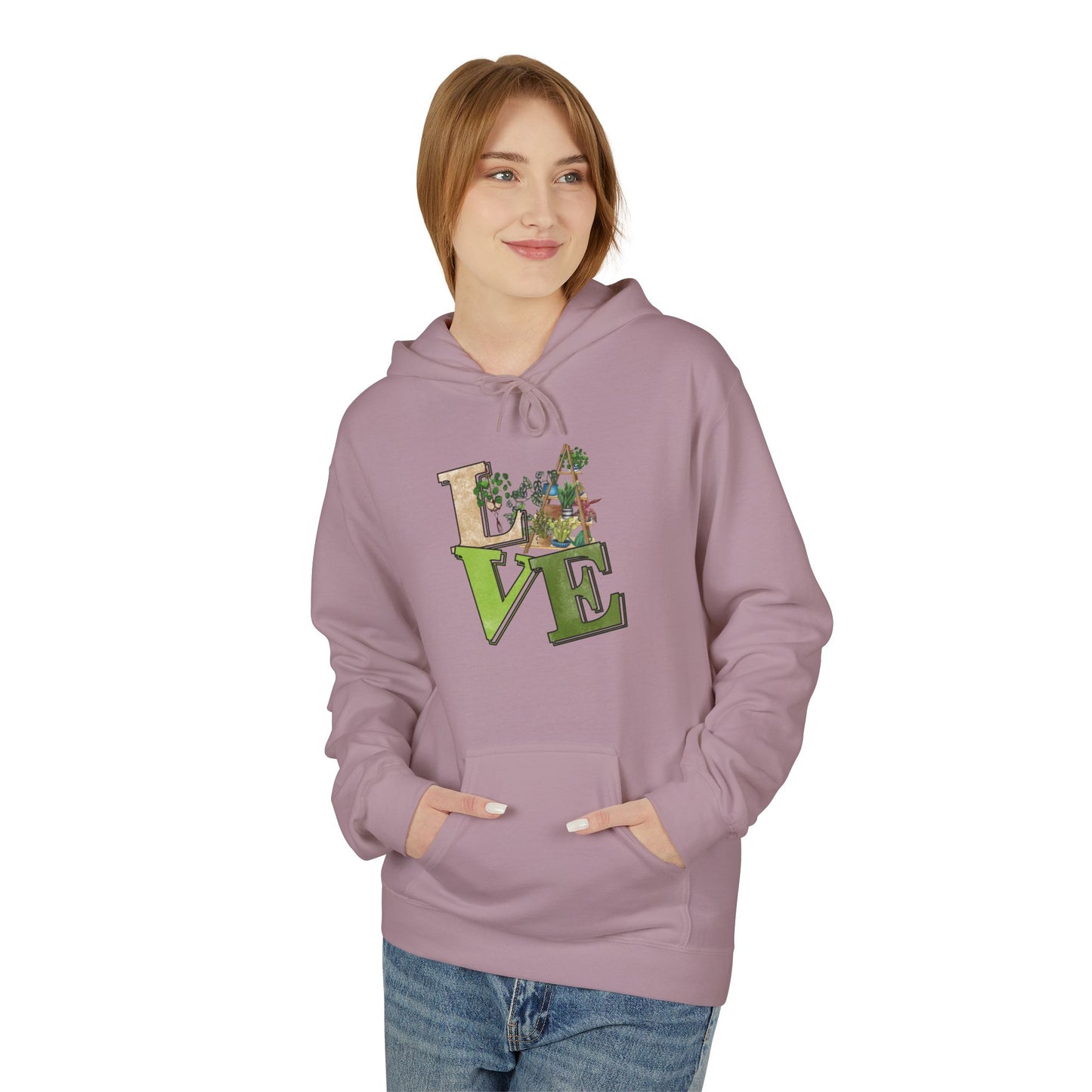 Love-Themed Fleece Hoodie, Cozy Gift for Couples, Valentine's Day Apparel, Cute Love Hoodie, Everyday Comfort Wear