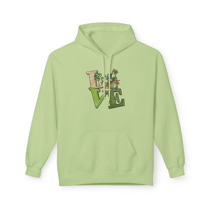 Love-Themed Fleece Hoodie, Cozy Gift for Couples, Valentine's Day Apparel, Cute Love Hoodie, Everyday Comfort Wear