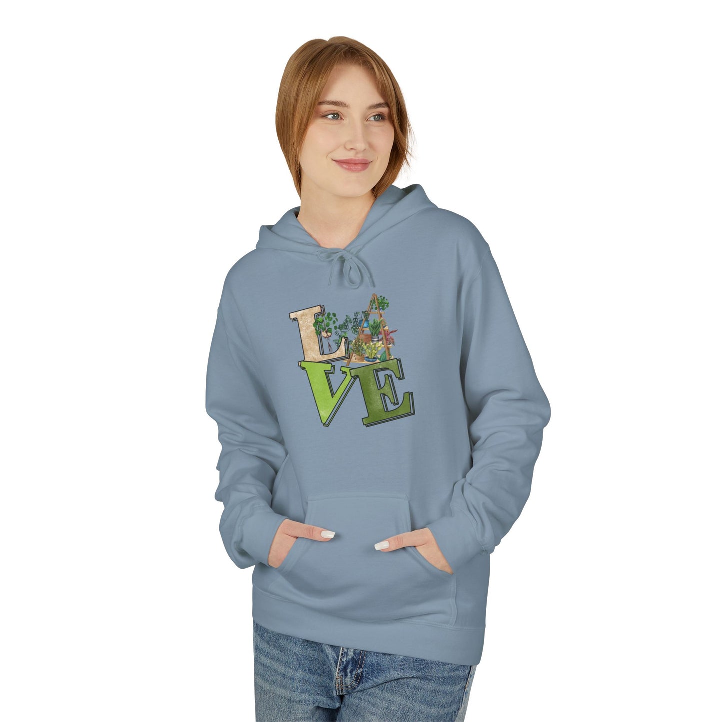 Love-Themed Fleece Hoodie, Cozy Gift for Couples, Valentine's Day Apparel, Cute Love Hoodie, Everyday Comfort Wear