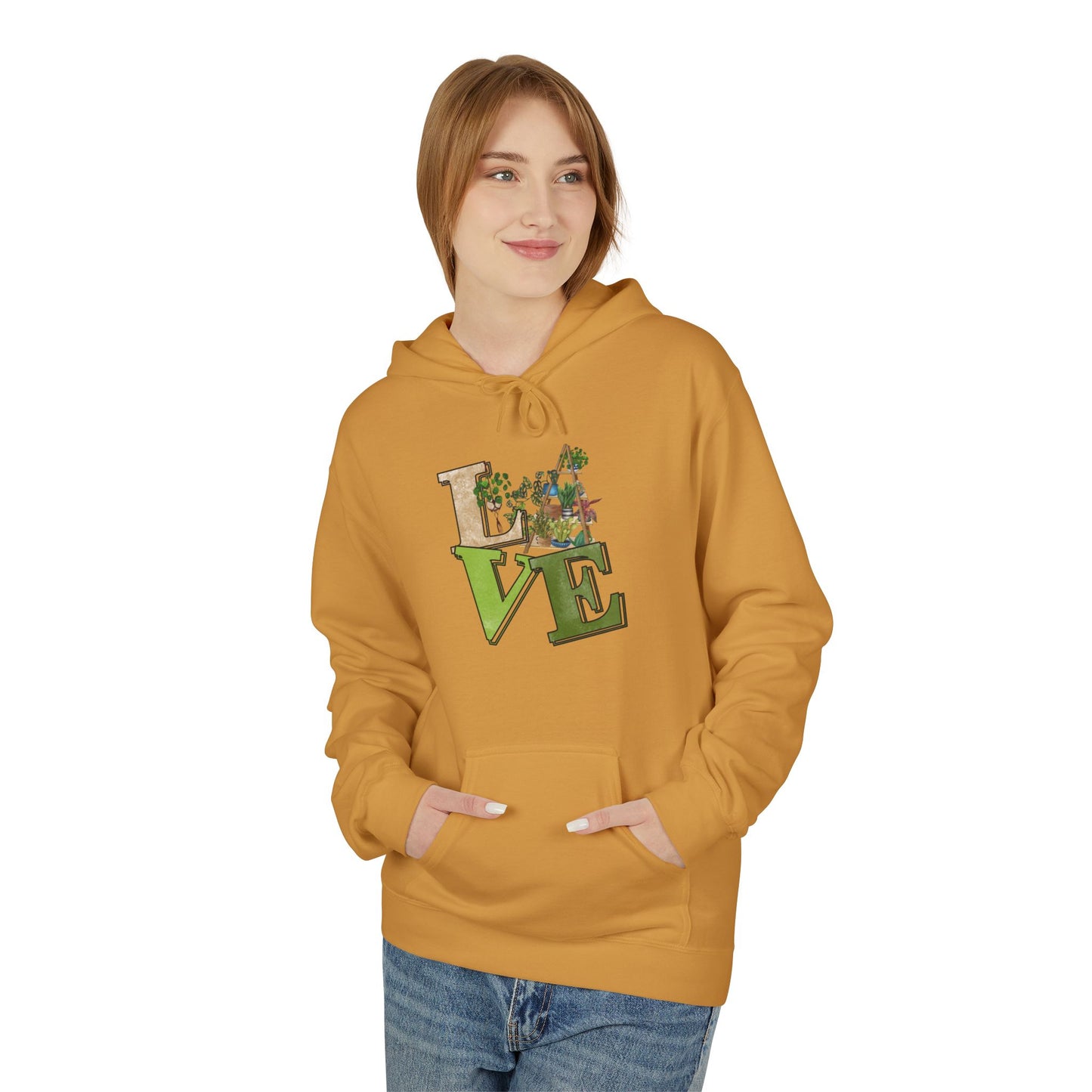 Love-Themed Fleece Hoodie, Cozy Gift for Couples, Valentine's Day Apparel, Cute Love Hoodie, Everyday Comfort Wear
