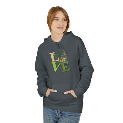 Love-Themed Fleece Hoodie, Cozy Gift for Couples, Valentine's Day Apparel, Cute Love Hoodie, Everyday Comfort Wear