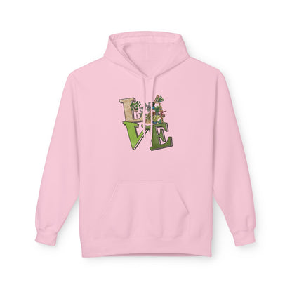 Love-Themed Fleece Hoodie, Cozy Gift for Couples, Valentine's Day Apparel, Cute Love Hoodie, Everyday Comfort Wear