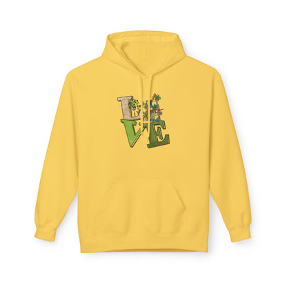 Love-Themed Fleece Hoodie, Cozy Gift for Couples, Valentine's Day Apparel, Cute Love Hoodie, Everyday Comfort Wear