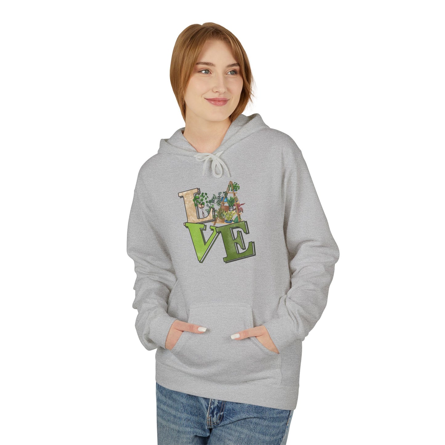 Love-Themed Fleece Hoodie, Cozy Gift for Couples, Valentine's Day Apparel, Cute Love Hoodie, Everyday Comfort Wear