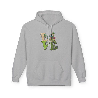 Love-Themed Fleece Hoodie, Cozy Gift for Couples, Valentine's Day Apparel, Cute Love Hoodie, Everyday Comfort Wear