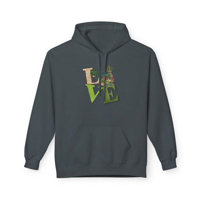 Love-Themed Fleece Hoodie, Cozy Gift for Couples, Valentine's Day Apparel, Cute Love Hoodie, Everyday Comfort Wear