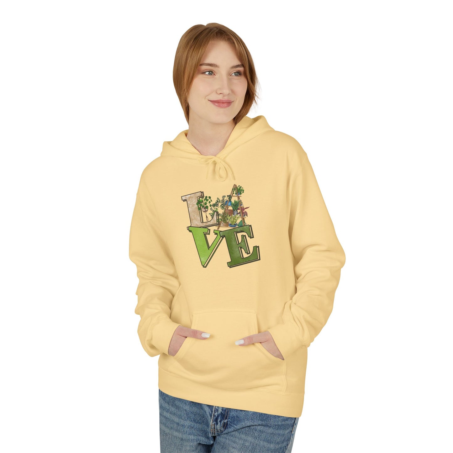 Love-Themed Fleece Hoodie, Cozy Gift for Couples, Valentine's Day Apparel, Cute Love Hoodie, Everyday Comfort Wear