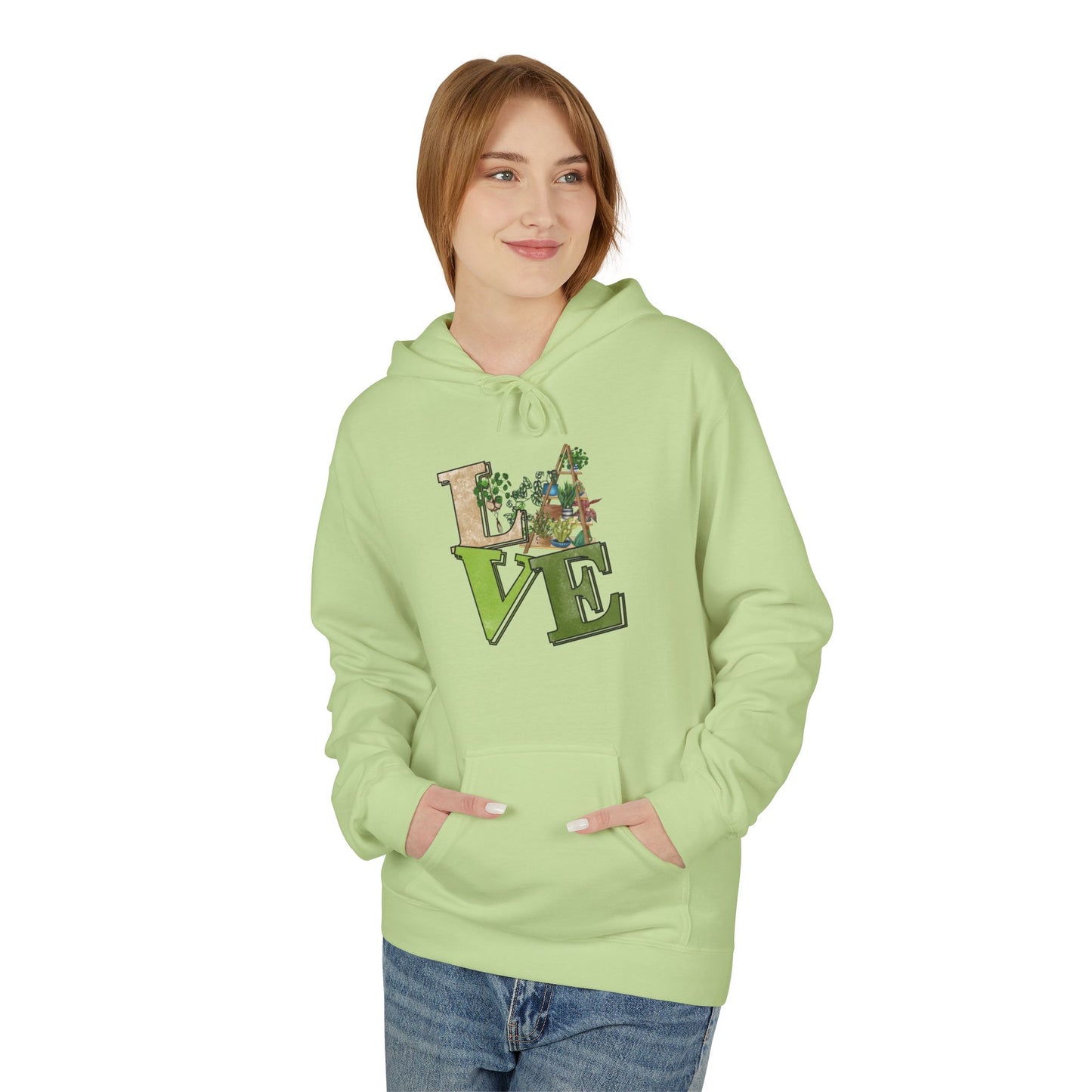 Love-Themed Fleece Hoodie, Cozy Gift for Couples, Valentine's Day Apparel, Cute Love Hoodie, Everyday Comfort Wear