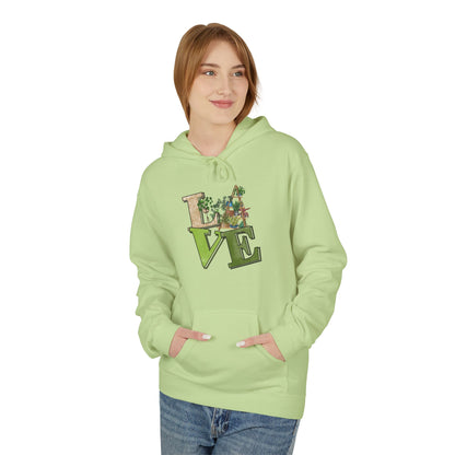 Love-Themed Fleece Hoodie, Cozy Gift for Couples, Valentine's Day Apparel, Cute Love Hoodie, Everyday Comfort Wear