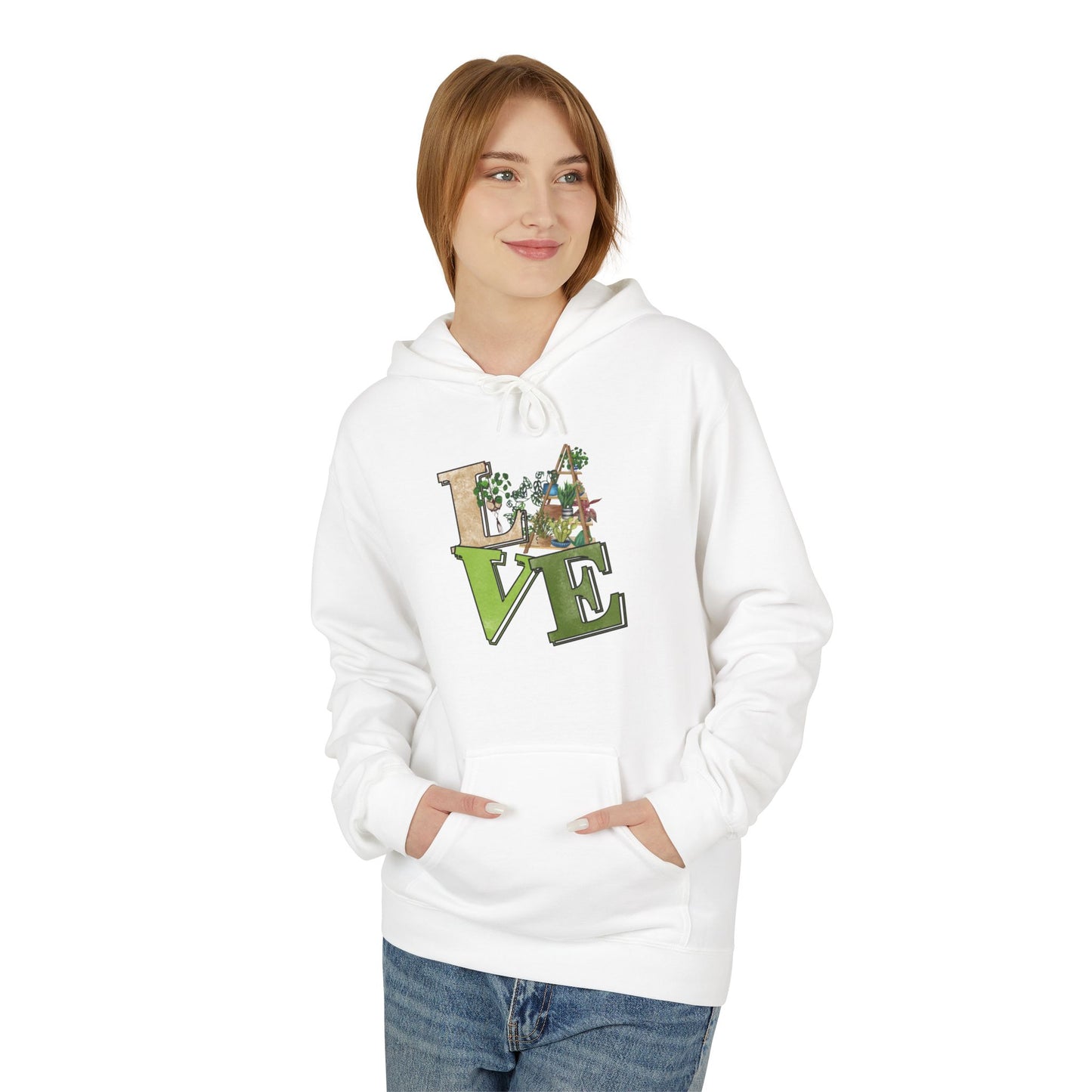 Love-Themed Fleece Hoodie, Cozy Gift for Couples, Valentine's Day Apparel, Cute Love Hoodie, Everyday Comfort Wear