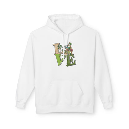 Love-Themed Fleece Hoodie, Cozy Gift for Couples, Valentine's Day Apparel, Cute Love Hoodie, Everyday Comfort Wear
